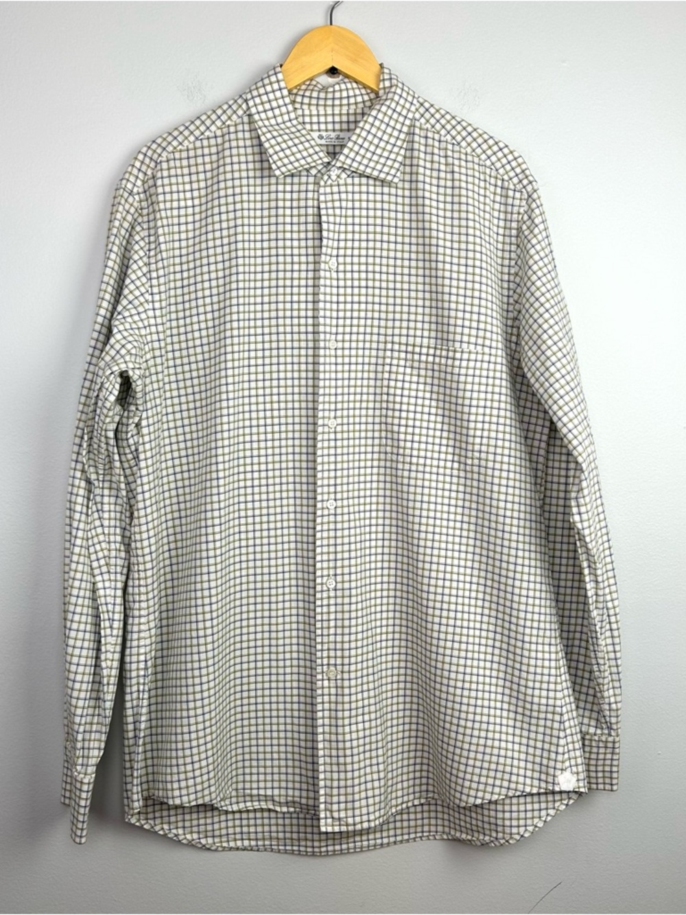Loro Piana MAB1852 Men’s plaid Button Down Shirt XL made in Italy cotton blend